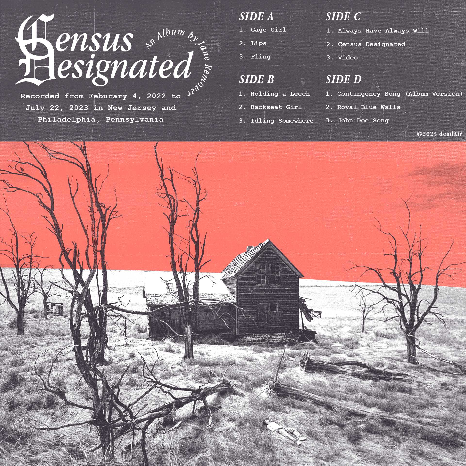 Album cover redesign of "Census Designated" by the Musician Jane Remover