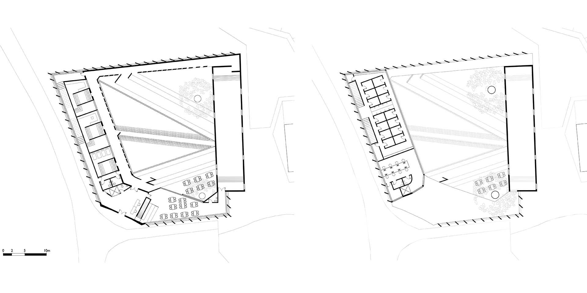 Views left to right: Ground Floor Plan, First Floor Plan 